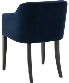 Goossens Eetkamerstoel Peda blauw velvet stof met armleuning, elegant chic