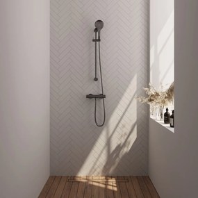 Brauer Gunmetal Edition thermostatische doucheset met glijstang en 3 standen handdouche gunmetal geborsteld PVD