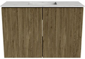 Mondiaz Joya DLux 60cm toiletmeubel dusk met wastafel faye midden zonder kraangat opalo