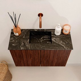 Mondiaz Joya DLux 60cm toiletmeubel ruby met wastafel faye midden zonder kraangat lava