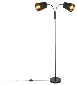 Moderne vloerlamp zwart 2-lichts - Carmen