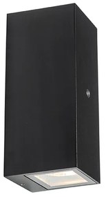 Wandlamp zwart 2-lichts IP44 met schemersensor - Baleno II