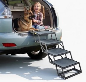 VEVOR Opvouwbare 4-treden hondenhelling voor auto's, extra brede hondenhelling voor grote honden met antislipoppervlak, draagbaar hulpmiddel voor toegang tot auto's, SUV's, vrachtwagens, hoogslapers, banken, draagvermogen tot 180 kg