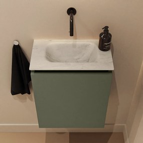 Mondiaz Ture DLux toiletmeubel 40cm army met wastafel opalo midden zonder kraangat