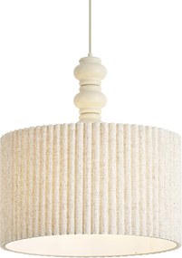 Japandi hanglamp beige met linnen kap 50cm - Fedde