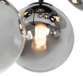 Moderne plafondlamp zwart 9-lichts met smoke glas - Athens Landelijk G9 rond Binnenverlichting Lamp