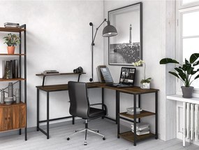 Nancy's Sunnyvale Bureau - Bureaus - Hoekbureau - L-Vormig - Industrieel - Zwart/Bruin - 145 x 140 x 75 cm