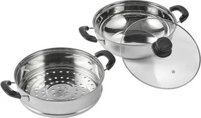 VEVOR 28cm Stoompan van roestvrij staal met glazen deksel, 1 laag (1x snelkookpan en 1x soeppan) Stoompan Stoompan Inductiekoken Stoompan Snelkookpan Kookpan voor groenten, vis, soep, dumplings