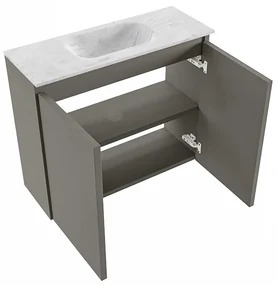 Mondiaz Ture DLux toiletmeubel 60cm smoke met wastafel opalo midden zonder kraangat