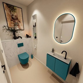 Mondiaz Ture DLux toiletmeubel 60cm smag met wastafel opalo midden met kraangat