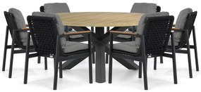Tuinset Ronde Tuintafel 6 personen 150 cm Aluminium/rope Grijs Coco Ralph/Fabriano
