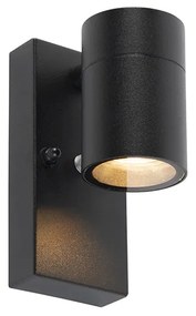 Moderne buiten wandlamp zwart IP44 met schemersensor - Solo
