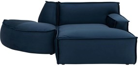 Goossens Bank Jim blauw, stof, urban industrieel met chaise longue rechts