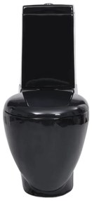 vidaXL Toilet met afvoer achter keramiek zwart