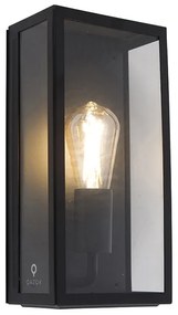 Industriële buiten wandlamp zwart IP44 met glas - Rotterdam