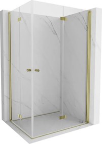 Mexen Mist-F Duo opvouwbare douchecabine rechts 70 x 90 cm, transparant, geborsteld goud - 8A6-070L-090P-55-00