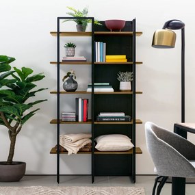 Kave Home Nadyria Open Kast Modern Retro Walnoot - 100x41x180cm.