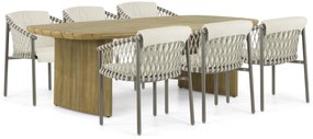 Tuinset 6 personen Aluminium/rope Taupe 4 Seasons Outdoor Allora/Falcon
