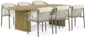 Tuinset 6 personen Aluminium/rope Taupe 4 Seasons Outdoor Allora/Falcon