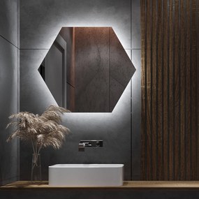 Zeshoekige spiegel met LED-verlichting G10