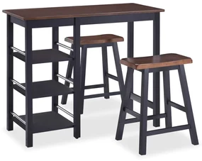 vidaXL 3-delige Barset MDF zwart