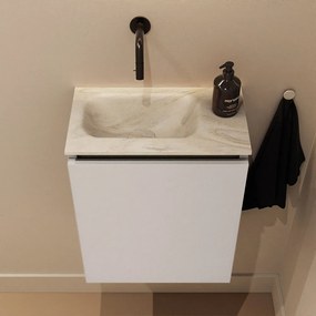 Mondiaz Ture DLux toiletmeubel 40cm linen met wastafel ostra links zonder kraangat