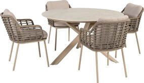 Prado Puglia dining tuinset 130xH75 cm 5 delig keramiek latte Taste 4SO