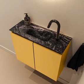 Mondiaz Ture DLux toiletmeubel 60cm ocher met wastafel lava midden met kraangat