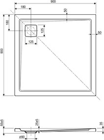 Ben Metric Design Douchebak Kunststof 90x90x3,5 cm Wit