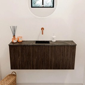 Mondiaz Joya DLux 100cm toiletmeubel walnut met wastafel faye midden zonder kraangat lava