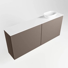 Mondiaz Fowy toiletmeubel 120cm smoke met witte waskom rechts zonder kraangat