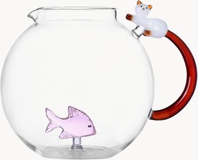 Handgemaakte karaf Tabby Cat van borosilicaatglas, 2.4 L