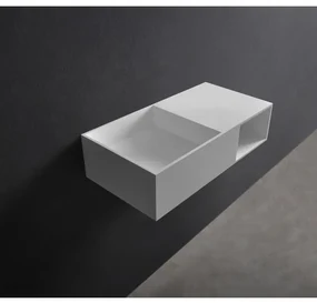 Ideavit Solidplan Wastafel 80x41x20cm rechthoek 0 kraangaten 1 wasbak Solid surface wit 280175