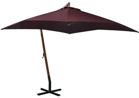 vidaXL Zweefparasol met paal 3x3 m massief vurenhout bordeauxrood