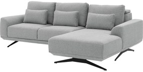 Goossens Excellent Bank Princess grijs, stof, 2,5-zits, elegant chic met chaise longue rechts