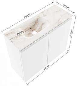 Mondiaz Ture DLux toiletmeubel 60cm jeans met wastafel frappe links zonder kraangat