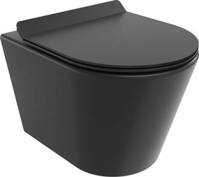 Mexen Rico Rimless wc-pot met langzaam vallende dunne zitting, duroplast, mat zwart - 30720185