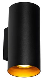 Design wandlamp zwart met goud GU10 50mm - Sab Design GU10 cilinder / rond Binnenverlichting Lamp