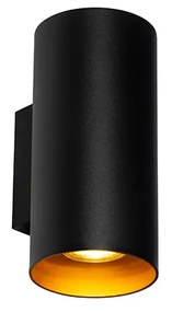 Design wandlamp zwart met goud - Sab Design GU10 cilinder / rond Binnenverlichting Lamp