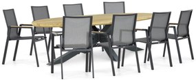 Tuinset 8 personen 280 cm Aluminium/textileen Grijs Lifestyle Garden Furniture Fiora/Diogo