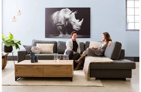 Goossens Salontafel Max rechthoekig, hout eiken onbewerkt, urban industrieel, 125 x 37 x 65 cm