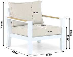 Tuinstoel Aluminium/Polywood (teakfinish) Wit Lifestyle Garden Furniture Bilbao