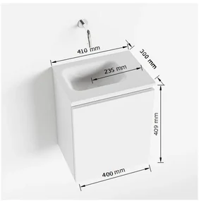 Mondiaz Olan 40cm toiletmeubel smoke met wastafel talc links geen kraangat