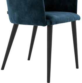 Goossens Eetkamerstoel Baltazar blauw velvet stof met armleuning, urban industrieel