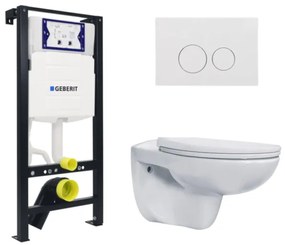 Plieger QeramiQ Basic Start Classico Toiletset - UP320 inbouwreservoir - wandcloset - randloos - zitting - softclose - witte bedieningsplaat - ronde knoppen - wit SW1381697/SW1152613/SW706186