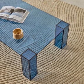 Kave Home Adularia Rechthoekige Salontafel Blauw Glas - 140 X 60cm.