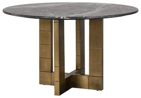 Richmond Interiors Collada Ronde Eettafel Goud Met Zwart Marmer - 130 X 130cm.