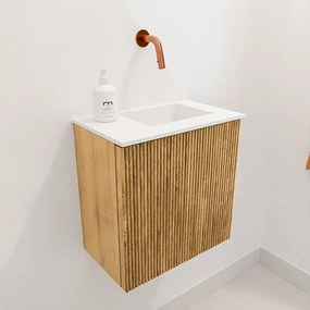 Mondiaz Joya 40cm toiletmeubel oak met wastafel faye rechts zonder kraangat talc