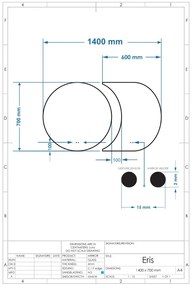 Gliss Design Eris spiegel tweevormig 70 + 40x70cm met handsensor