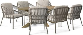Tuinset 6 personen 240 cm Rope Taupe Santika Furniture Santika